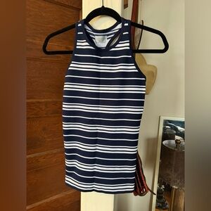 Athleta Navy and White Striped Top